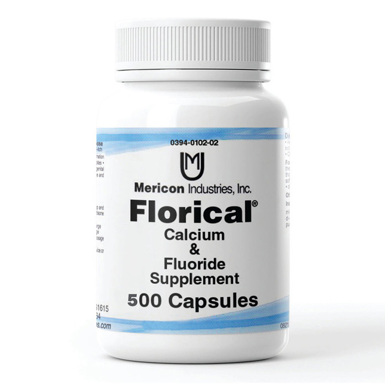 Mericon Industries Florical Calcium and Fluoride Supplement Capsules for Bone and Teeth Health Support 500Ea