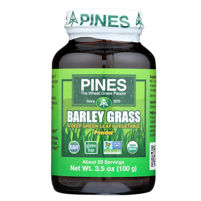 Pines International Barley Grass Powder Gluten Free 3.5Oz (100g)