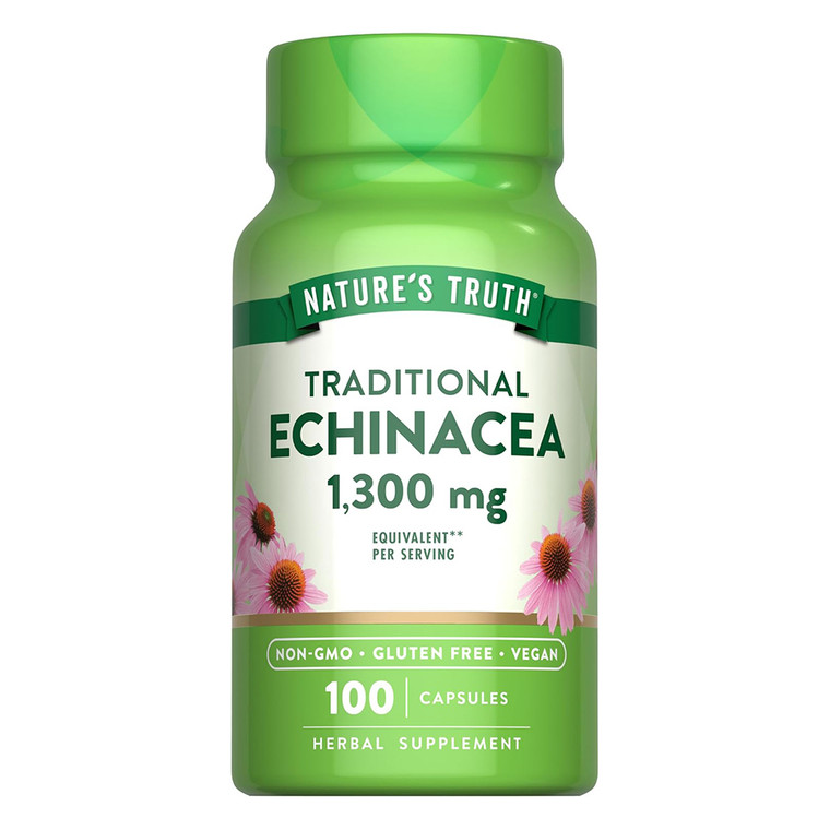 Natures Truth Echinacea 1300mg Herbal Supplement Capsules Support Immune Health 100Ea
