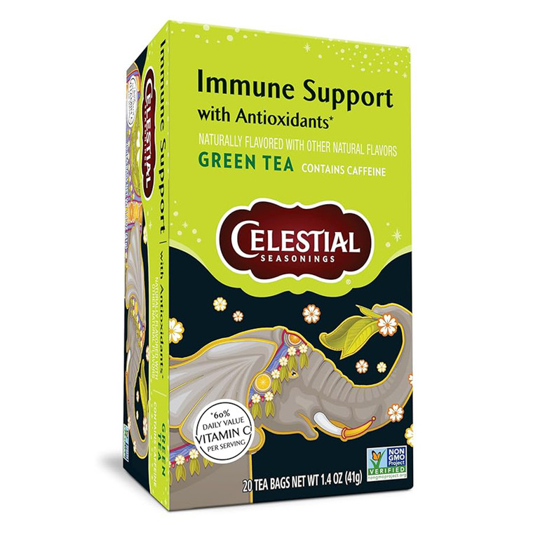 Celestial Seasonings Immune Support with Antioxidant Naturally Flavored Green Tea Bags 20Ea