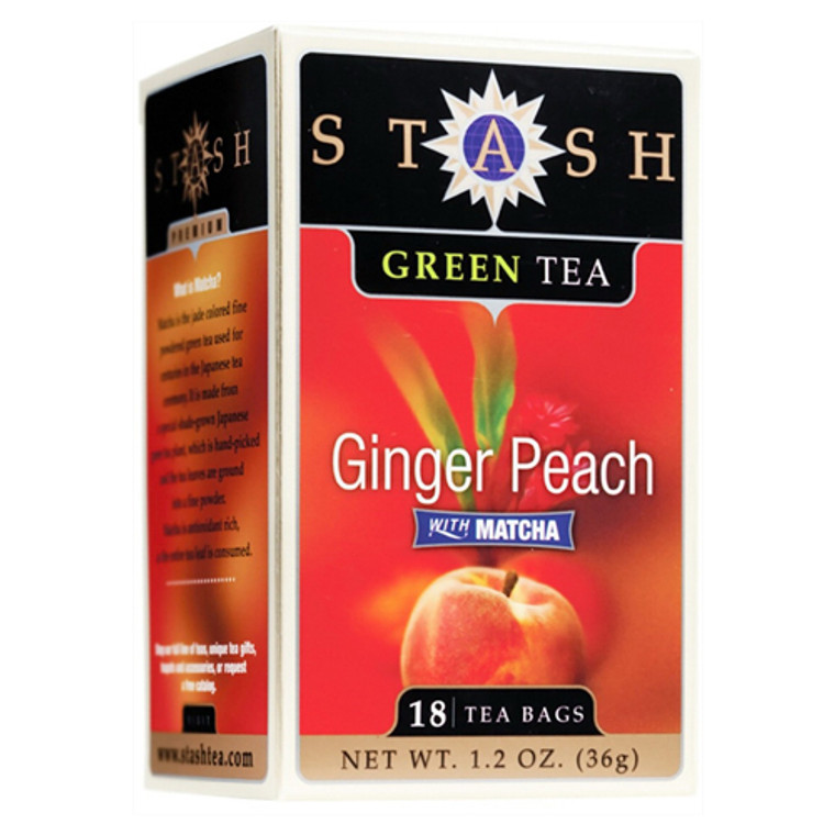 Stash Tea Premium Ginger Peach Green Tea With Matcha - 18 Tea Bags