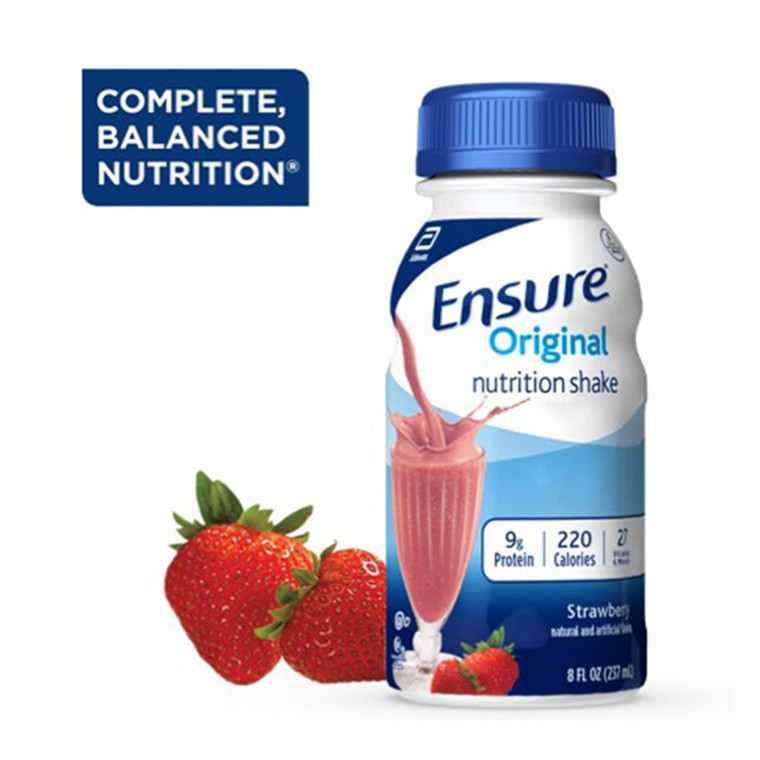 Ensure Oral Supplement Original Therapeutic Nutrition Strawberry 8 oz, 24 Pack