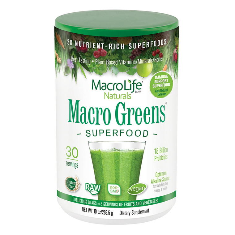 Macrolife Naturals Macro Greens Nutrient Rich Super Food Supplement - 10 Oz