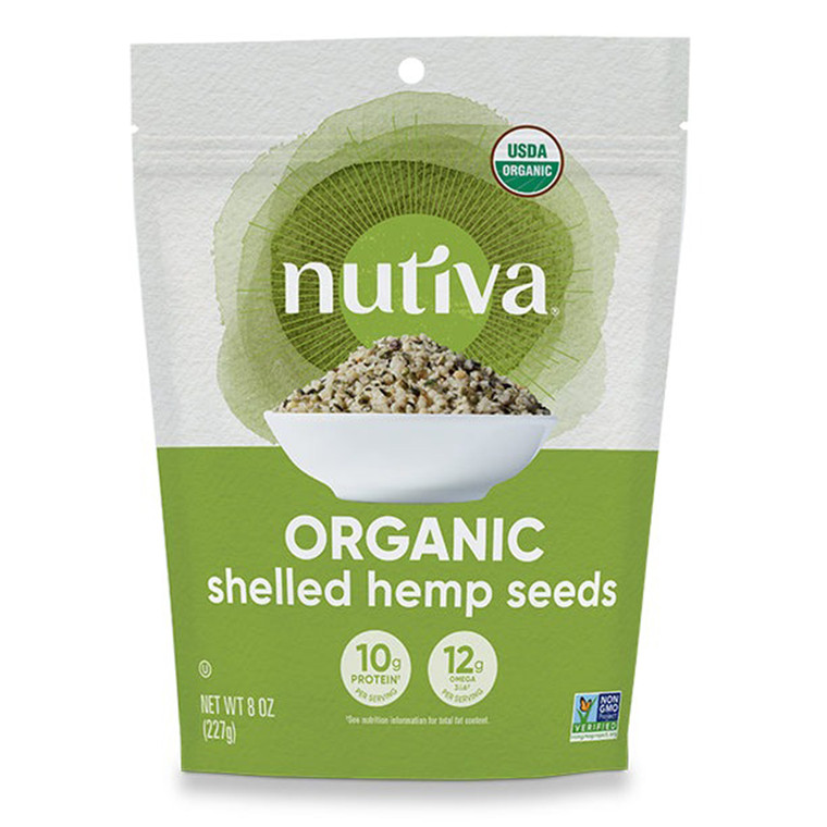 Nutiva Organic Shelled Hemp Seeds for Plant Based Protein Omega 3 and 6 Essential Fatty Acids 8Oz (227g)