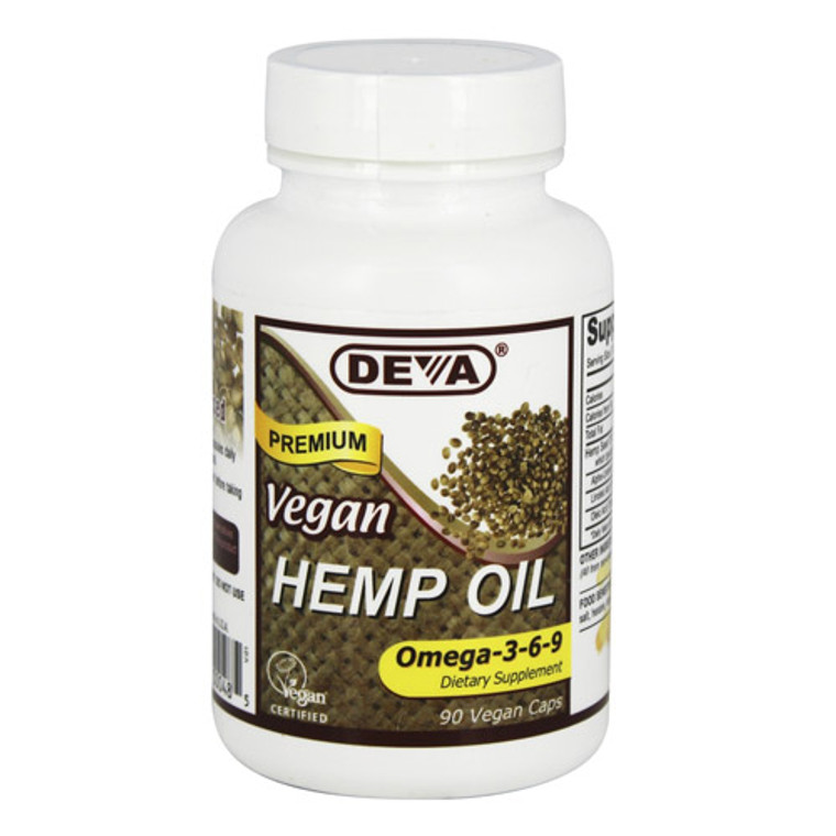 Deva Nutrition Omega 3-6-9 Vegan Hemp Oil Capsules, Dietary Supplement - 90 Ea