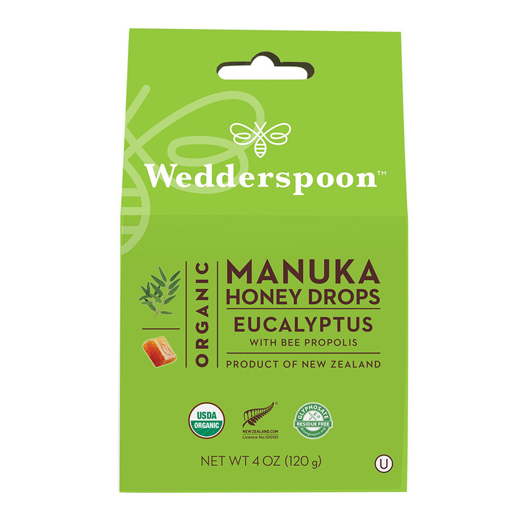 Wedderspoon Eucalyptus with Bee Propolis Organic Manuka Honey Drops, 4 Oz