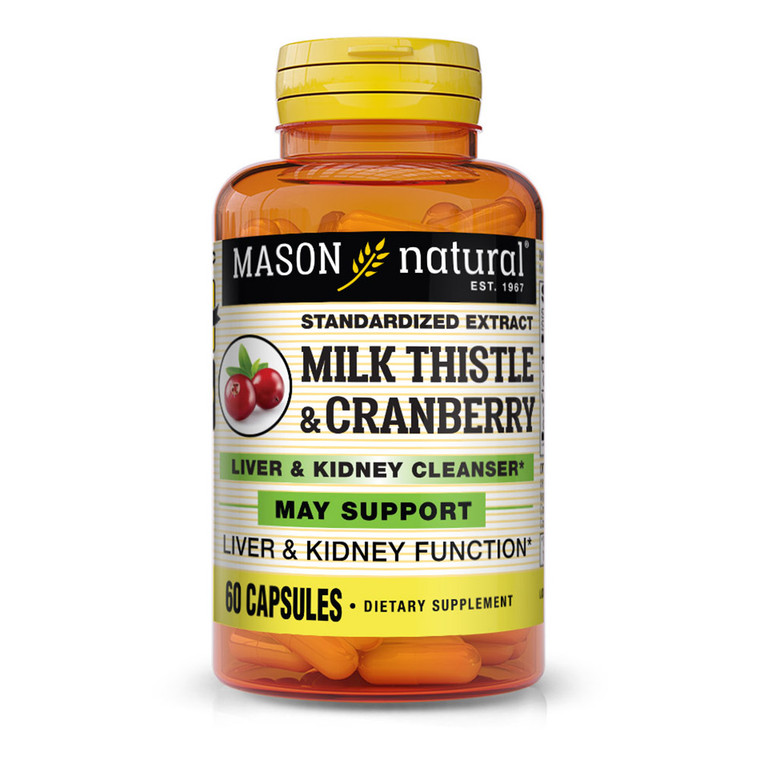 Mason Natural Milk Thistle And Cranberry Capsules, Liver And Kidney Cleanser - 60 Ea