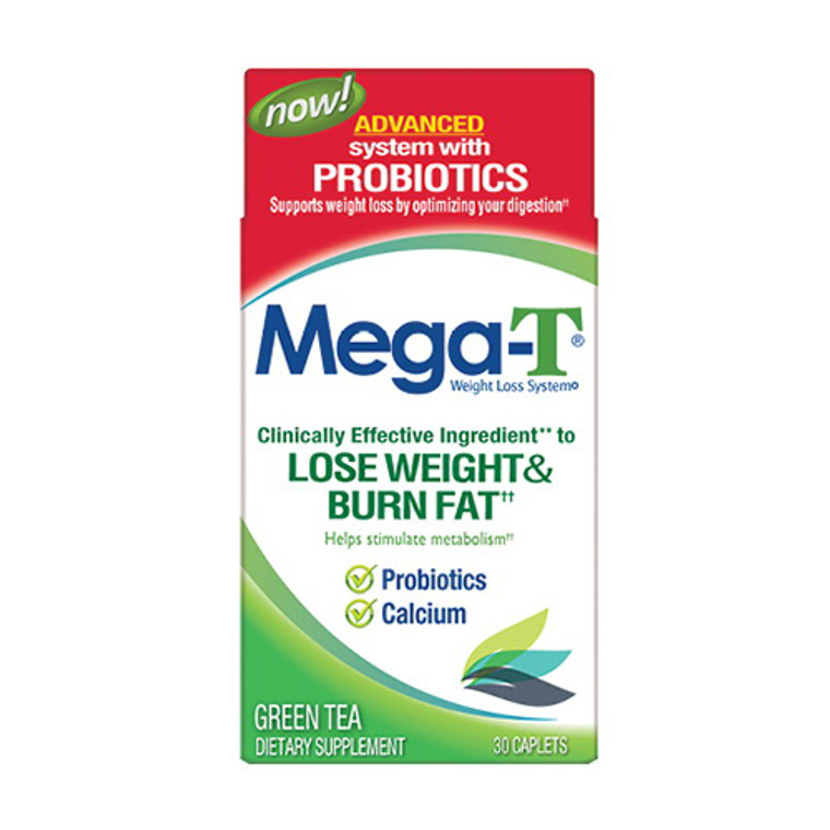 Mega-T Green Tea Caplets With Calcium And Probiotics, 30 Ea