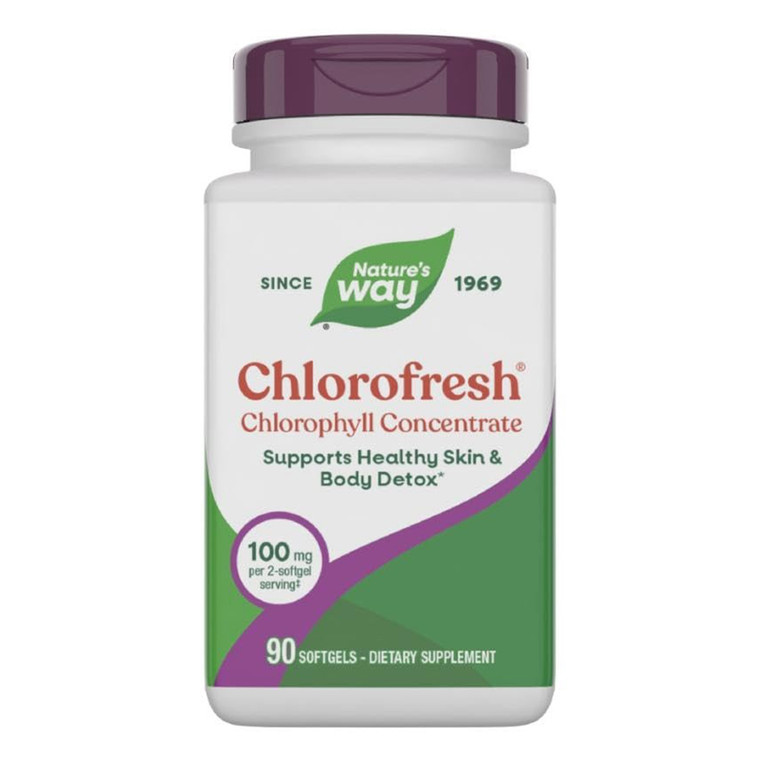 Natures Way Chlorofresh Chlorophyll Concentrate Softgels for Healthy Skin and Body Detox Support 90Ea