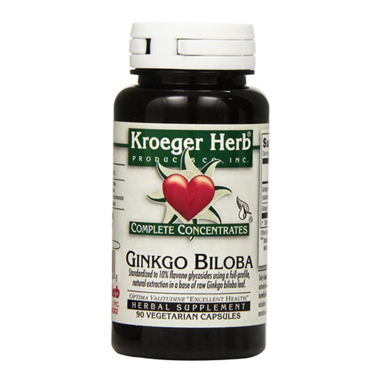Kroeger Herbs Complete Concentrate Ginkgo Biloba Vegetarian Capsules, 90 Ea