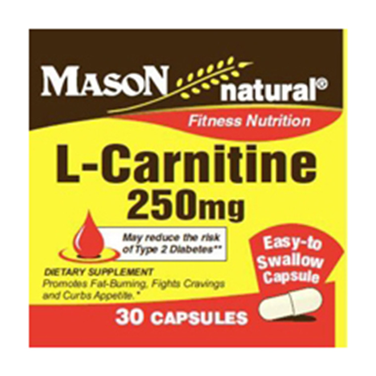 Mason Natural L-Carnitine 250 Mg, Fitness Nutrition Capsules - 30 Ea