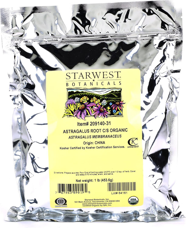 Starwest Botanicals Organic Astragalus Root Cut And Sifted, 1 Lb