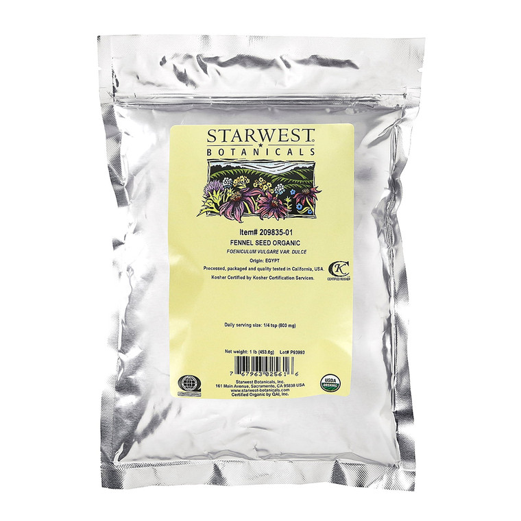 Starwest Botanicals Organic Fennel Seed, 1 Lb
