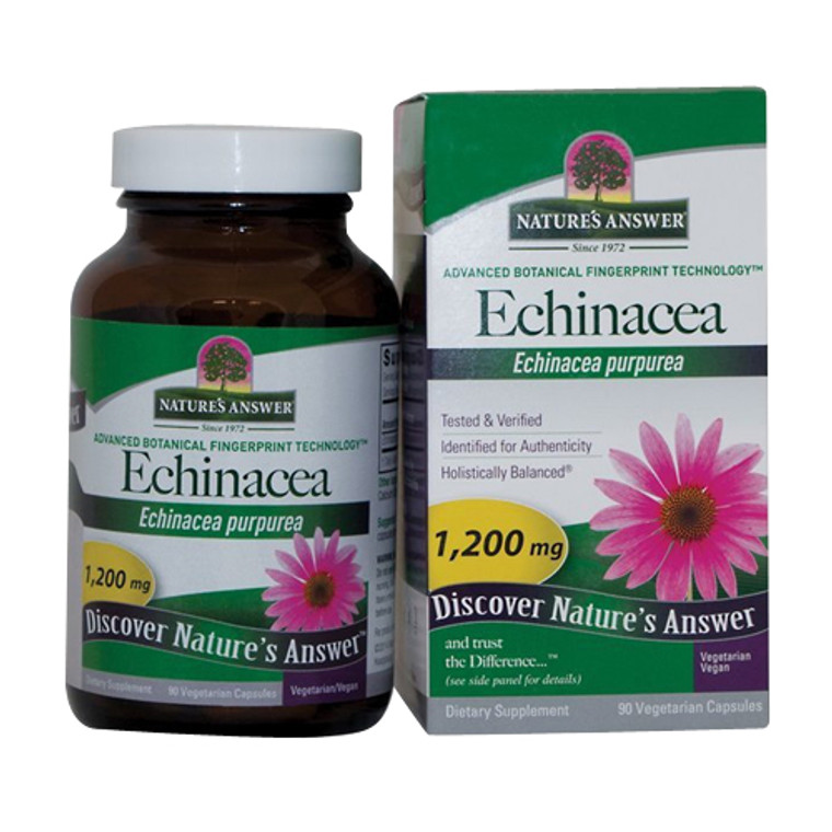 Natures Answer Organic Echinacea Single Herb Supplement Vegetarian Capsules, 90 Ea