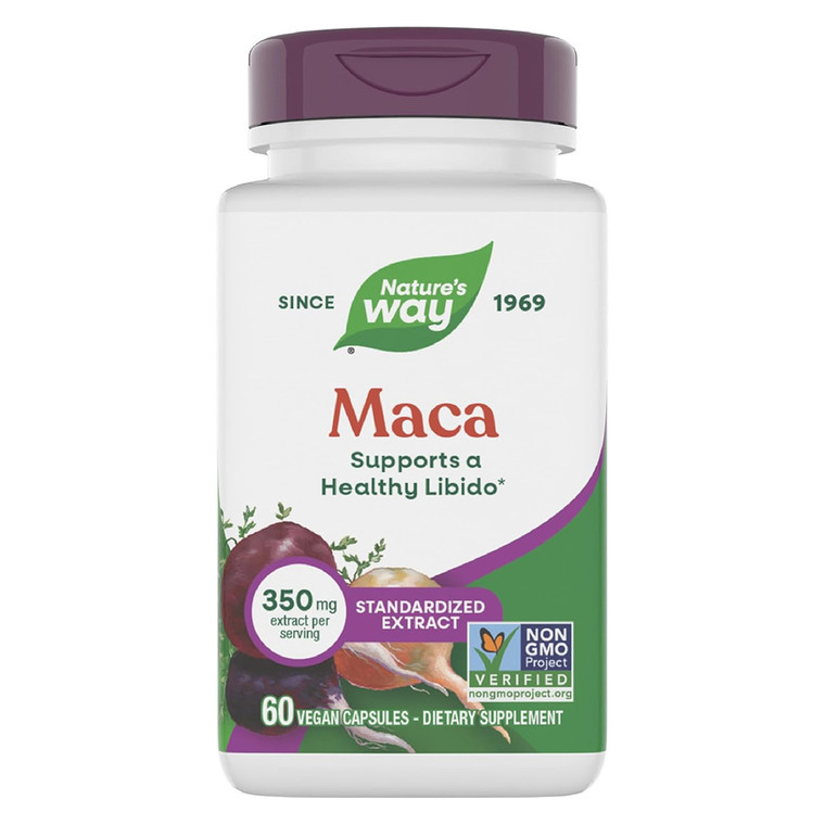 Natures Way Maca Standardized Extract Capsules for Healthy Libido Support 60Ea