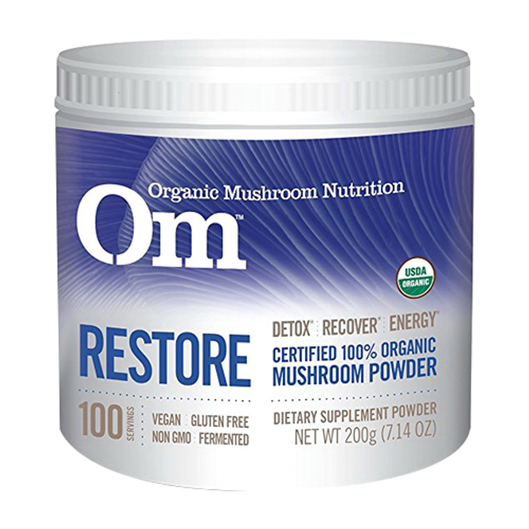 Om Organic Mushroom Nutrition Supplement Powder, Restore: Detox, Recovery, Energy, 7.14 Oz