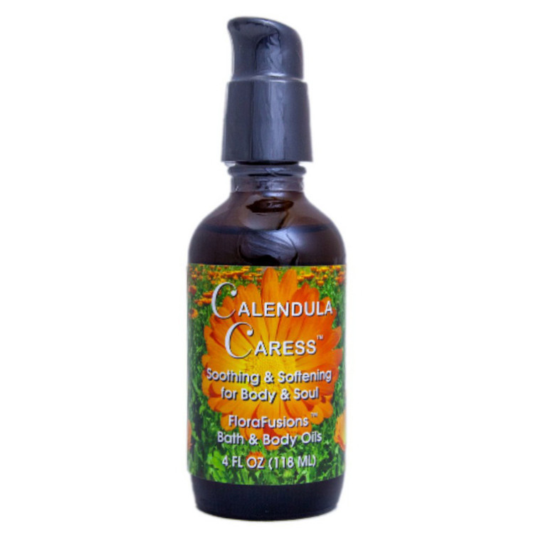 Flower Essence Calendula Caress Pump Top for Soothing and Calming Irritated Skin 4Oz (118ml)