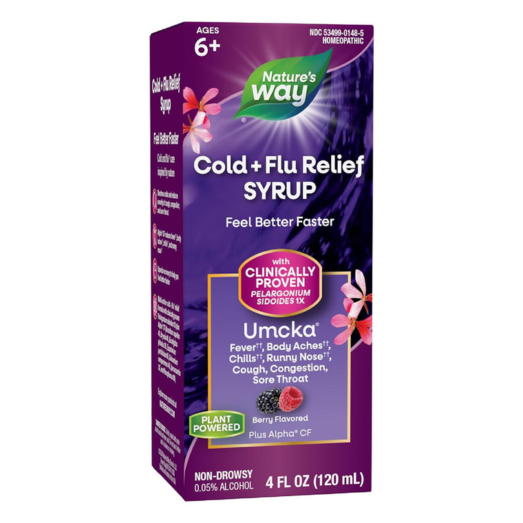 Natures Way Umcka Cold Plus Flu Relief Syrup Berry Flavor 4Oz (120ml)