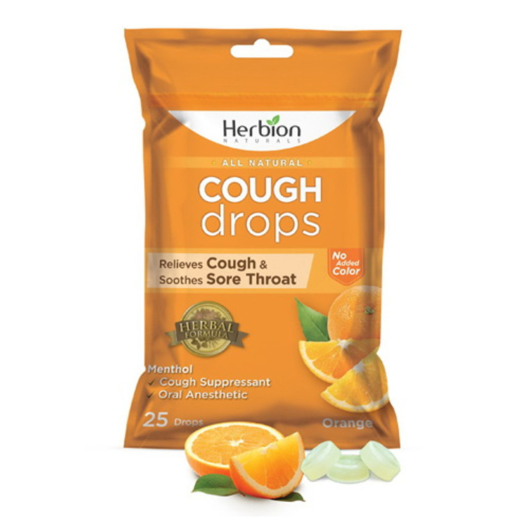 Herbion All Natural Cough Drops, Orange, 25 Ea
