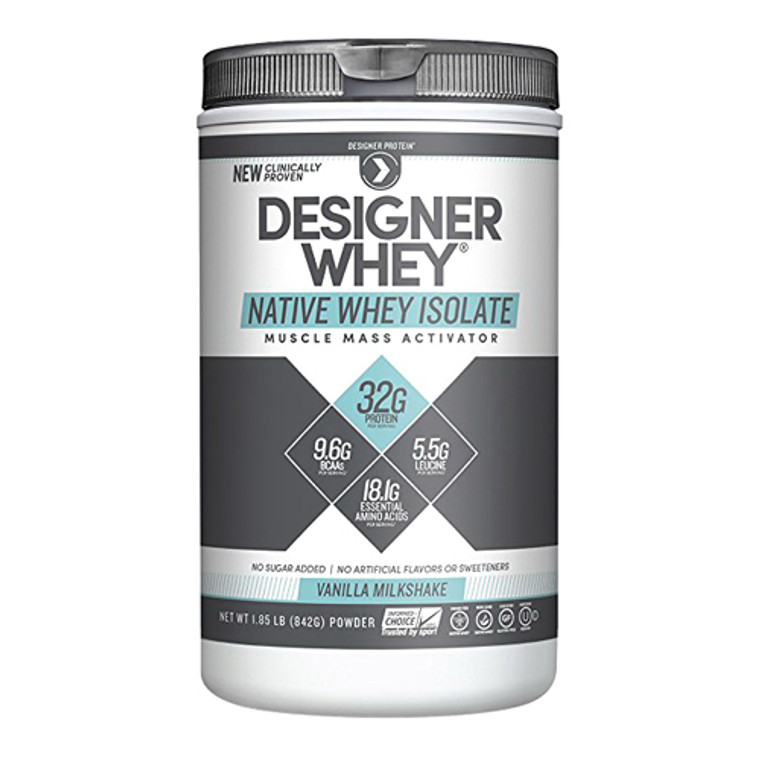 Designer Whet Protein 100% Native Whey Isolate, Vanilla Milkshake, 1.85 LB