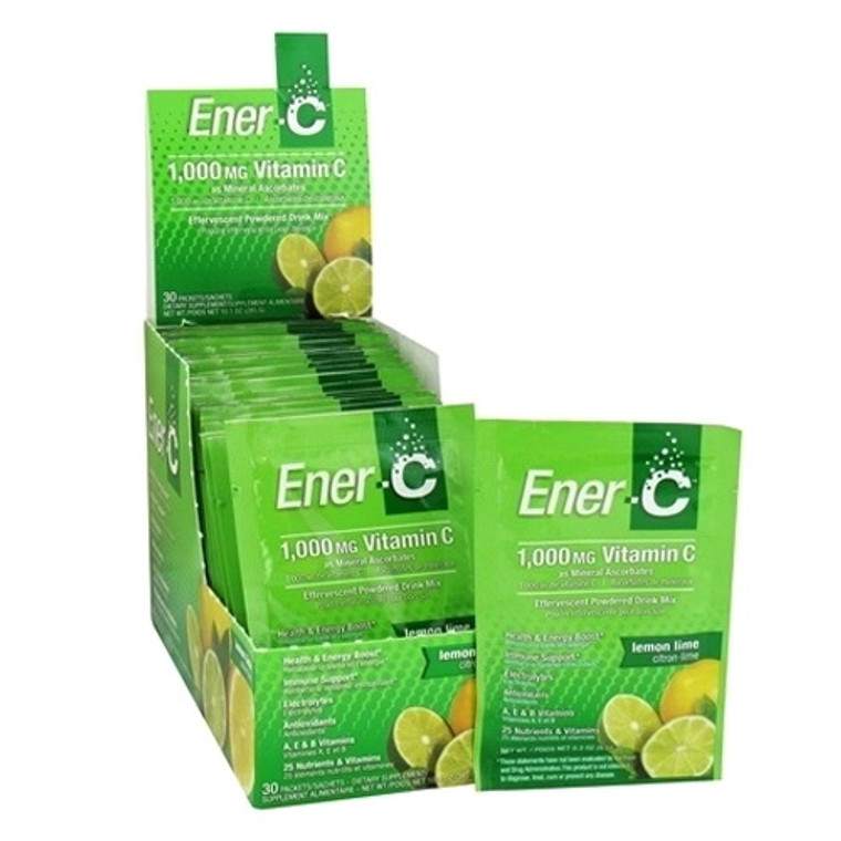 Ener C Vitamin C Effervescent Powdered Drink Mix Packets, Lemon Lime 1000 mg, 30 Ea