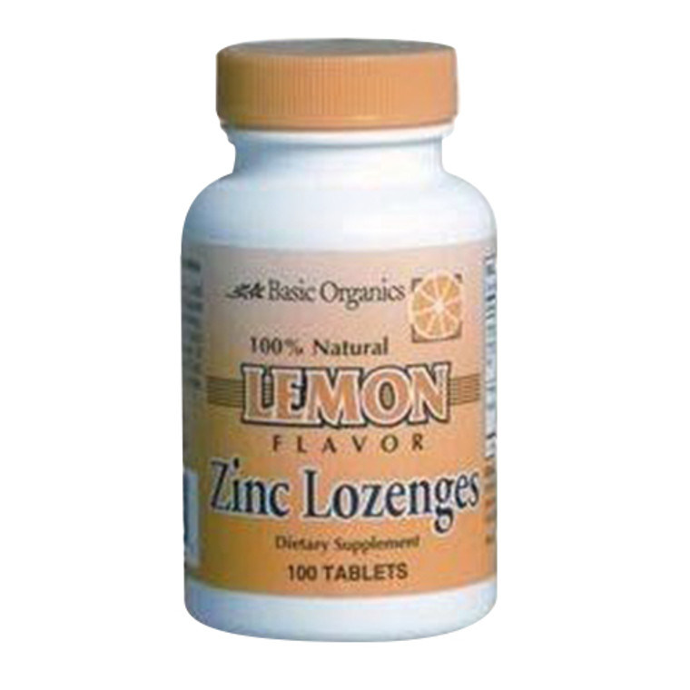 Basic Organics Zinc Defend Natural Lemon Flavor Tablets Lozenges Support Immune System 100Ea