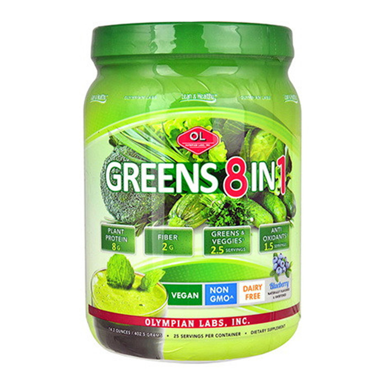 Olympian Labs Greens Protein Powder 8 in 1 Blueberry Support Muscle Health 14.2Oz
