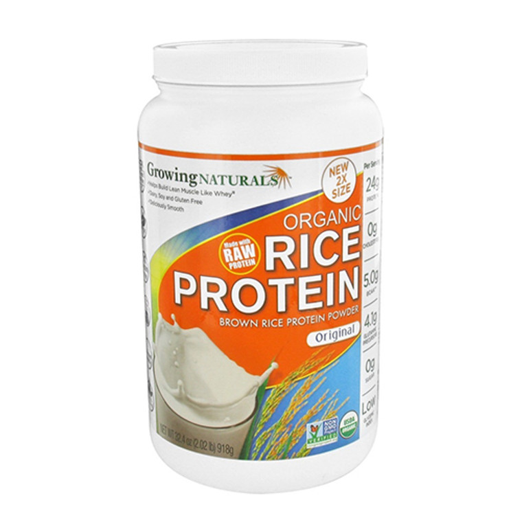 Growing Naturals Organic Rice Protein Powder, Original, 32.4 Oz