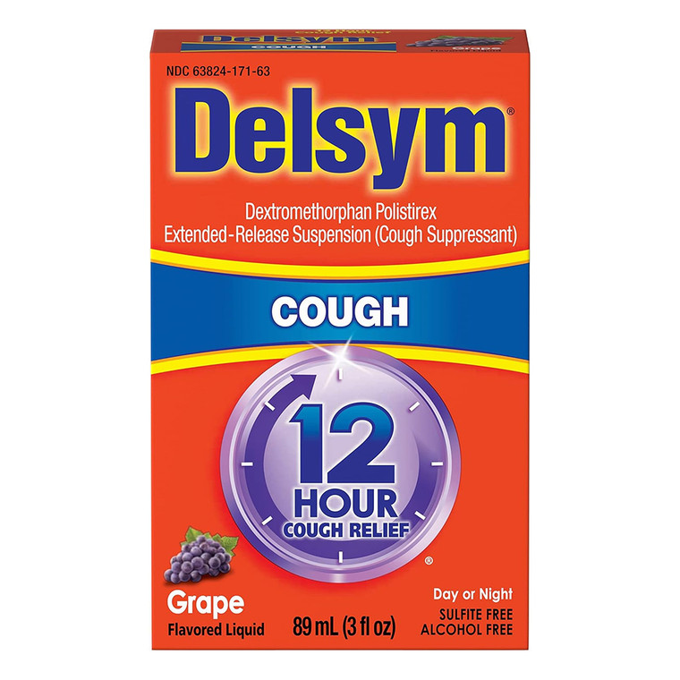 Delsym 12 Hour Cough Suppressant, Grape Flavored Liquid - 3 Oz
