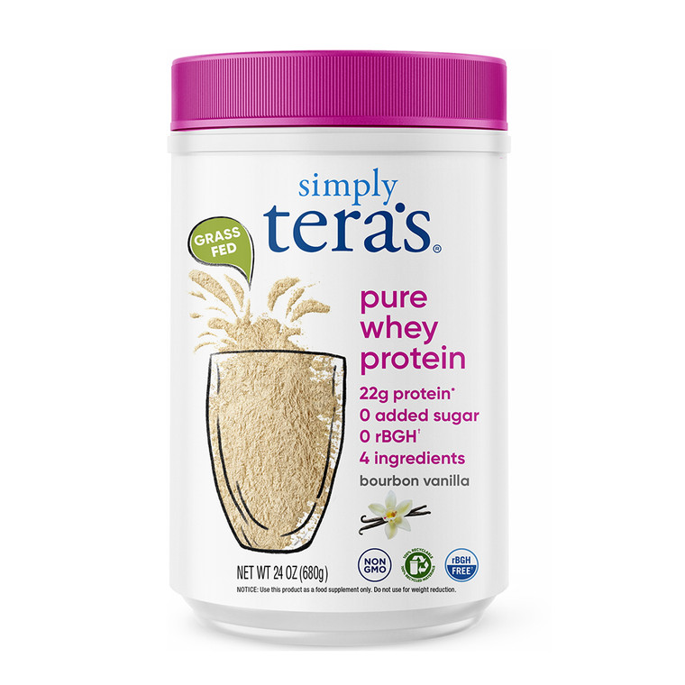 Teras Whey Grass Fed Simply Pure Whey Protein Powder In Larger Size With Bourbon Vanilla, 24 Oz