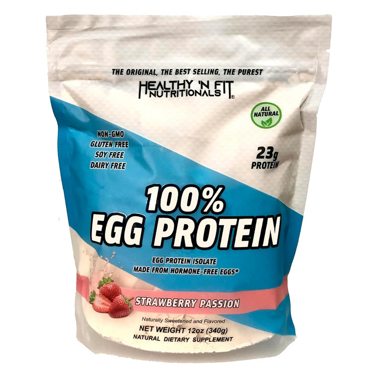 Healthy N Fit 100 Percent Egg Protein Strawberry Passion for Muscle Growth and Protein Supplementation 12Oz (340g)