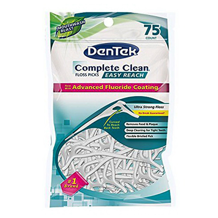 Dentek Complete clean With Advanced Fluoride Coating Floss picks, 75 ea