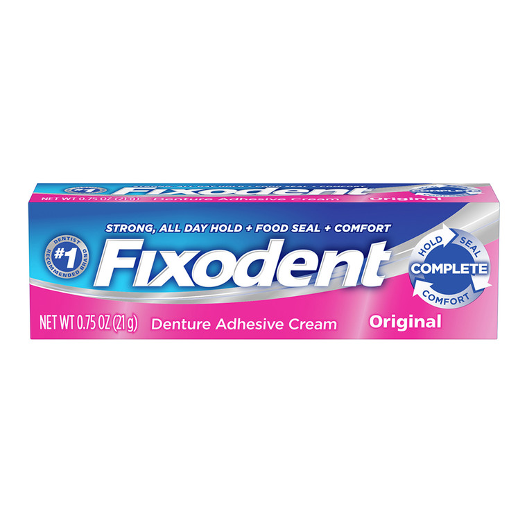 Fixodent Denture Adhesive Cream, Original, Strong And Long Hold - 0.75 Oz