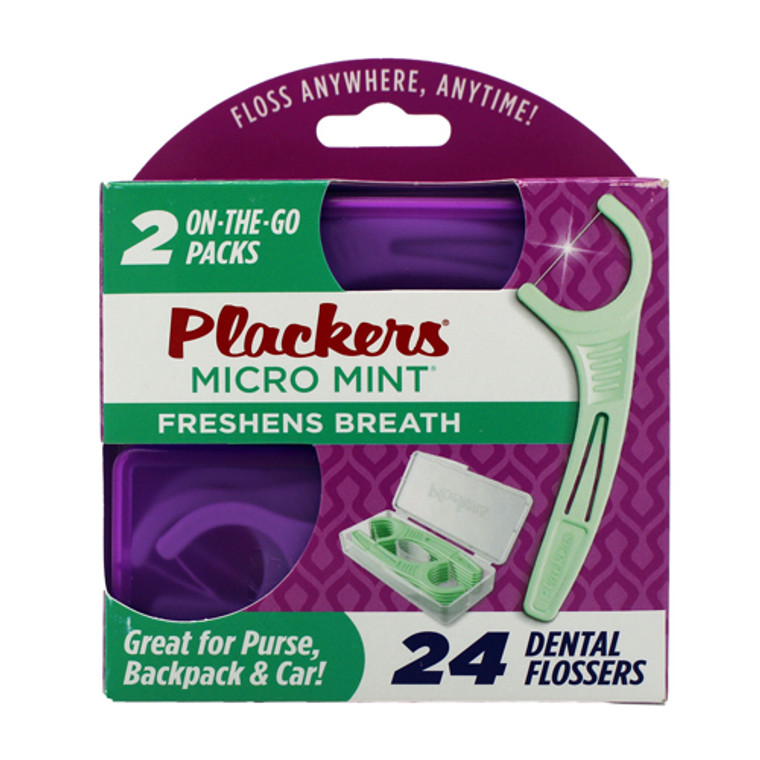 Plackers Micro Mint On-the-Go 2 Dental Flosser, Travel Size - 24 Ea, 3-Pack