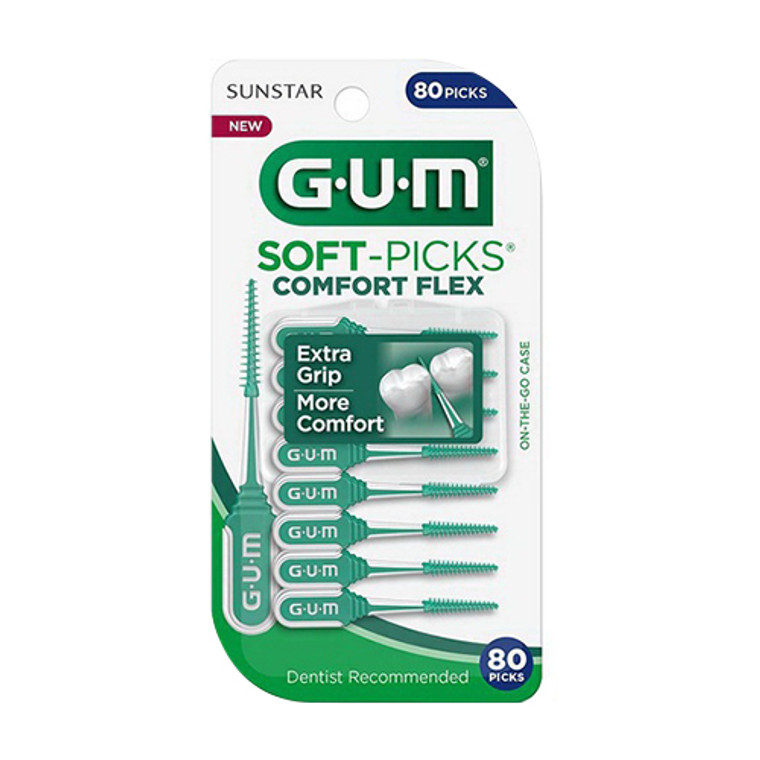 Sunstar Gum Soft Picks Comfort Flex Mint Picks, On The Go Case, 80 Ea