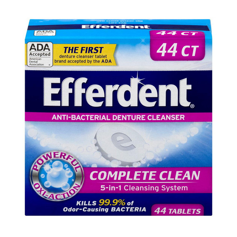 Efferdent Anti-Bacterial Denture Cleanser Tablets, 44 Ea