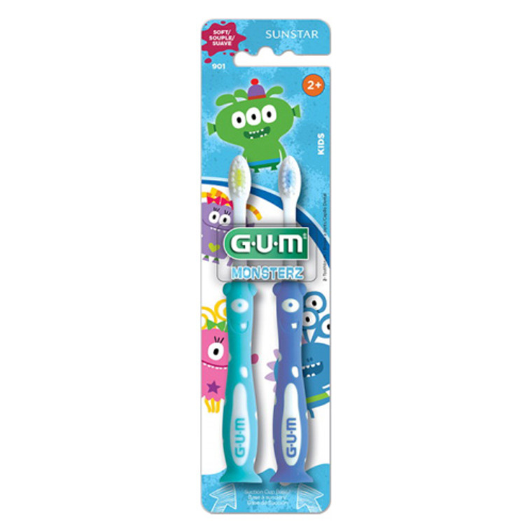 Sunstar 901B Gum Monsterz Kids Age 2+ Toothbrush, Soft, 2 Ea