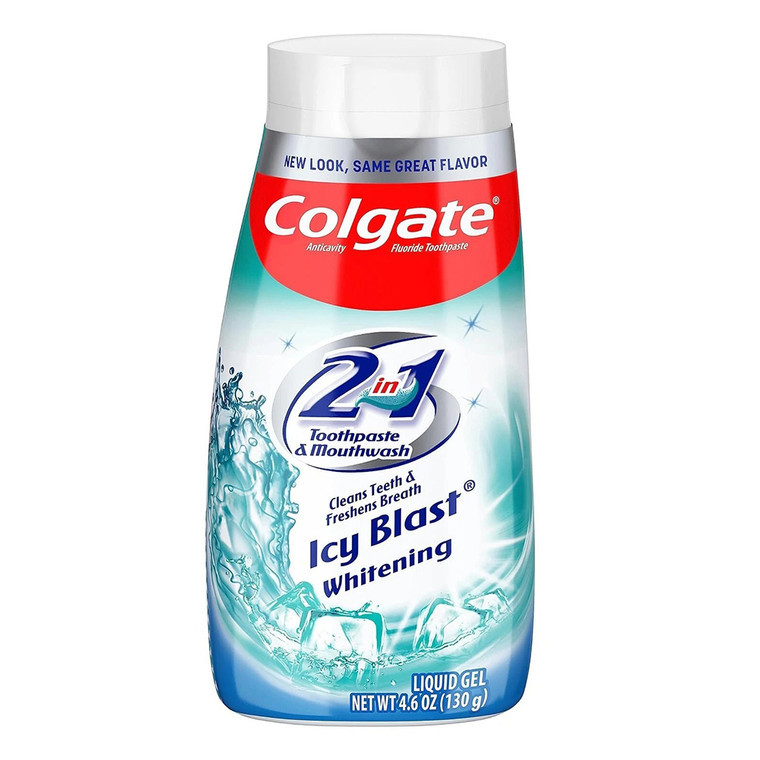 Colgate 2 in 1 Toothpaste and Mouthwash Whitening Icy Blast Fresh Breath Formula 4.6Oz (130g)
