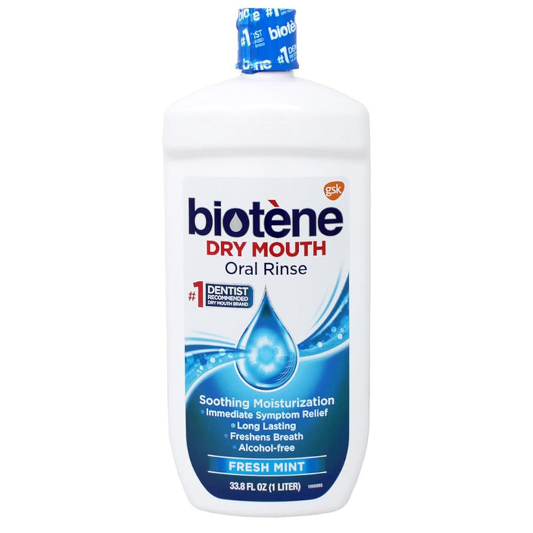 Biotene Oral Rinse Dry Mouth Symptoms Gentle Moisturizing Formula 33.8Oz (1L)