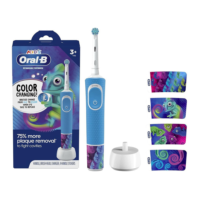 Oral B Kids Electric Toothbrush with Sensitive Brush Head and Timer Helps Fight Cavities Removing Plaque 1 Ea