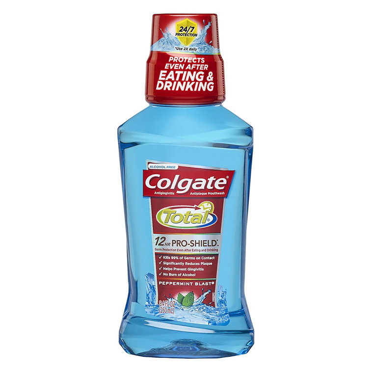 Colgate Total Advanced Pro-Shield Mouthwash Peppermint Blast Fresh Breath Formula 8.4Oz (250ml)