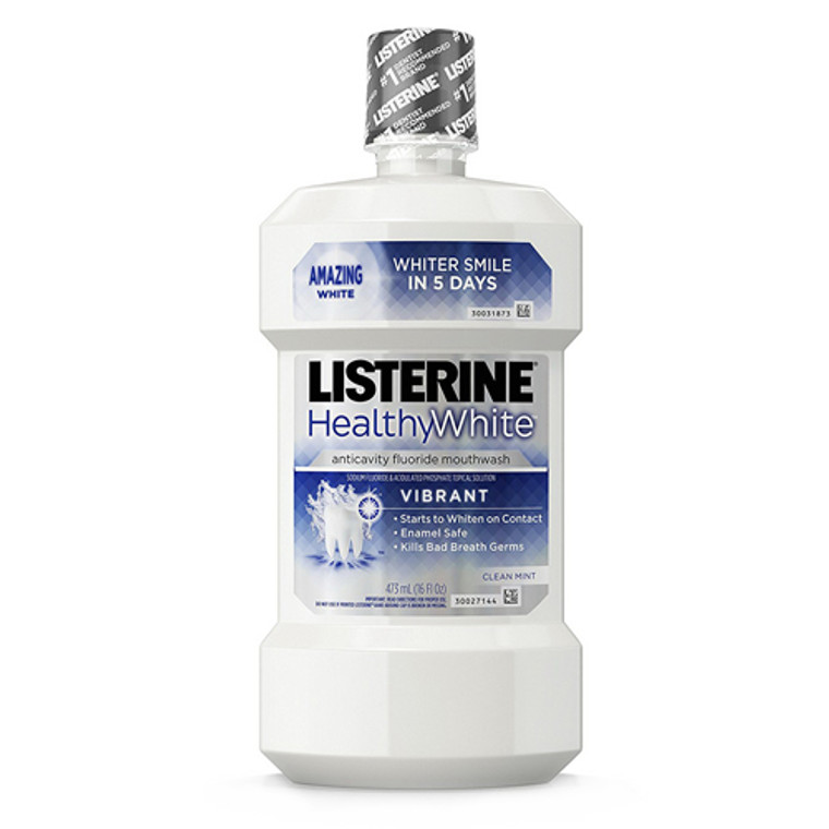 Listerine Healthy White Vibrant Anticavity Mouthwash, Clean Mint, 16 Oz