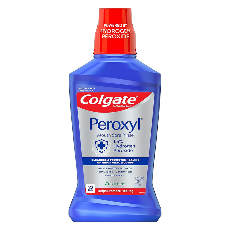Colgate Peroxyl Mouth Sore Rinse Mild Mint Oral Care Formula 16Oz (500ml)