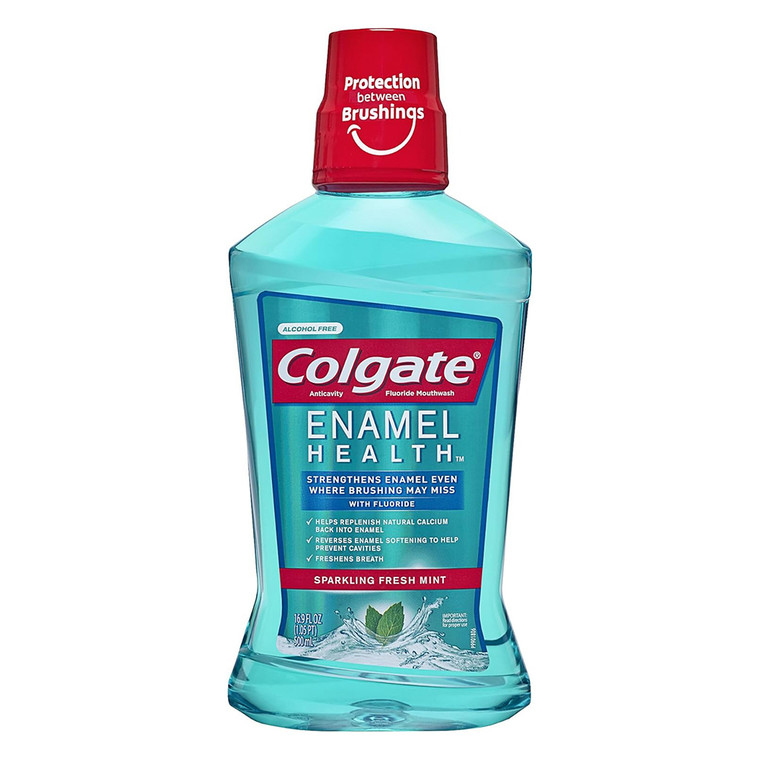 Colgate Enamel Health Anticavity Fluoride Mouthwash Sparkling Fresh Mint Strengthening Formula 16.9Oz (500ml)
