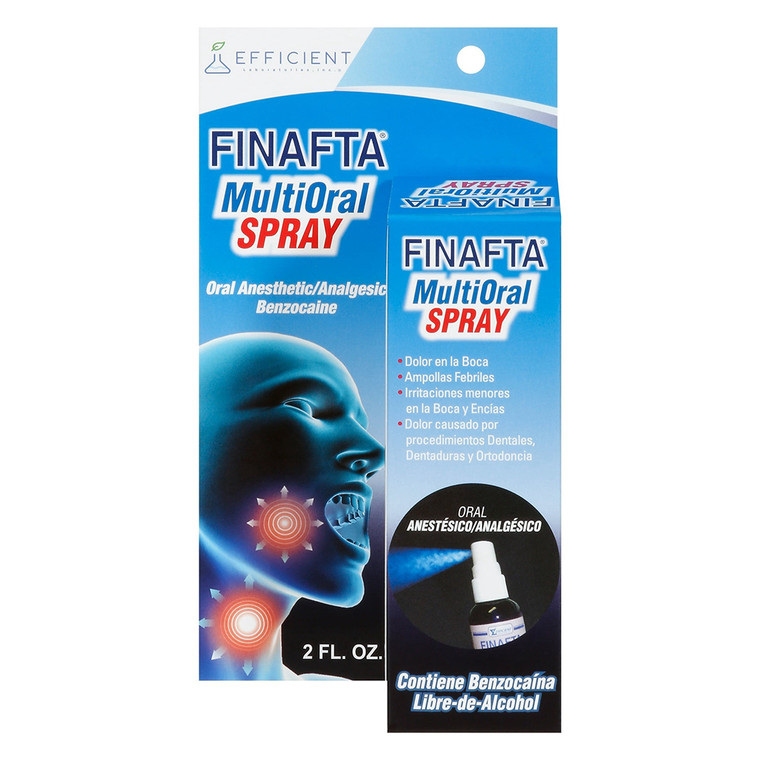 Finafta MultiOral Spray Temporary Relief of Oral Pain Sore Mouth and Gum Irritation 2Oz (59ml)