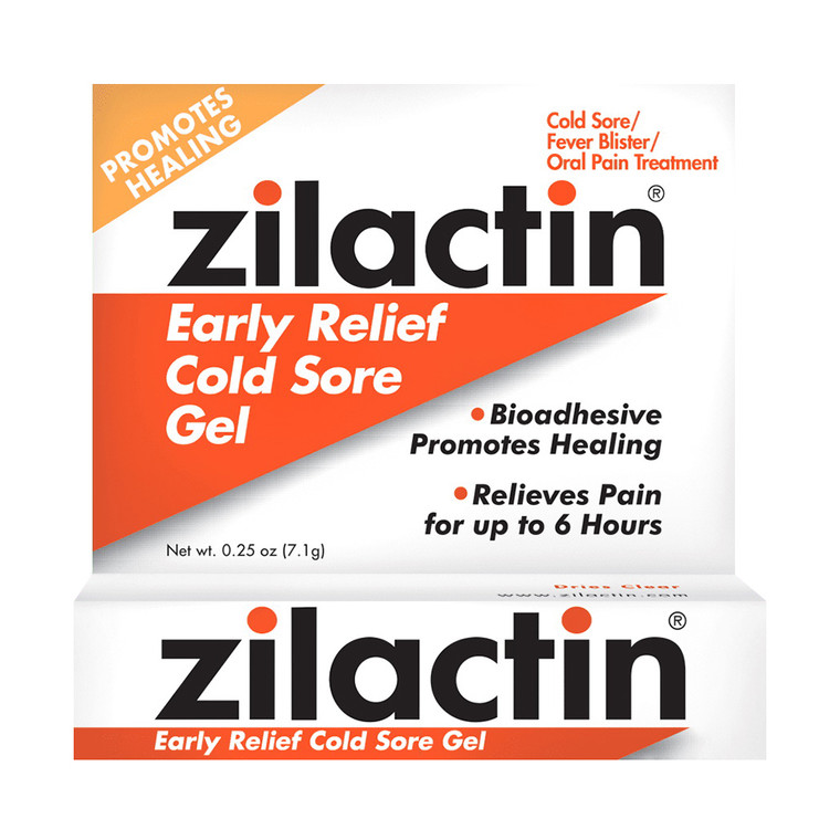 Zilactin Cold Sore Gel, Medicated Gel, 0.25 Oz