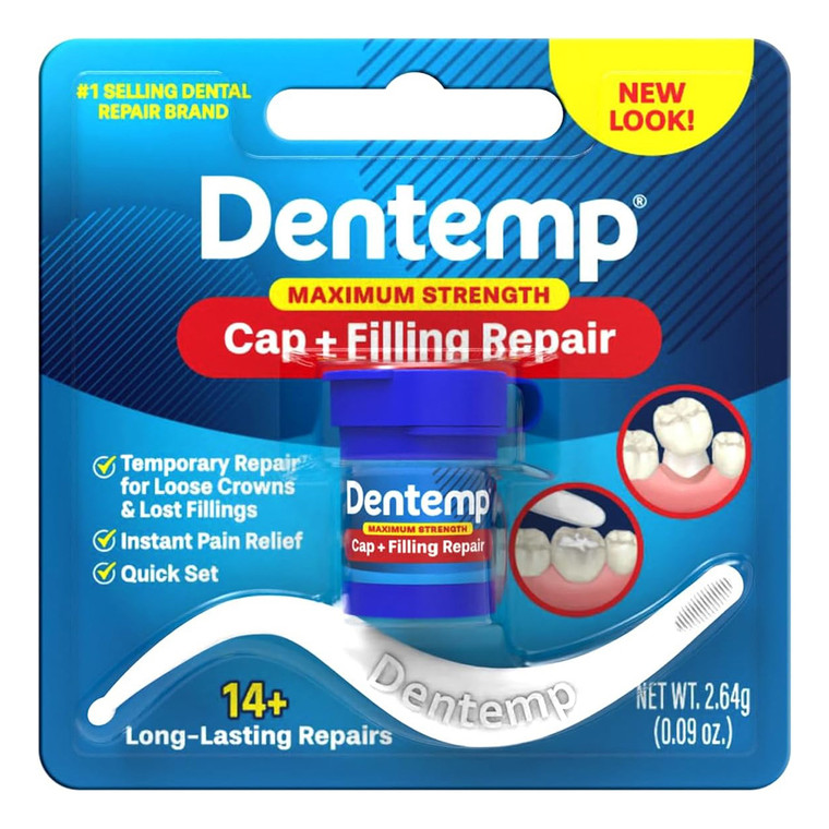 Dentemp Maximum Strength Loose Cap and Lost Filling Repair Kit Long Lasting Instant Pain Relief 1Ea