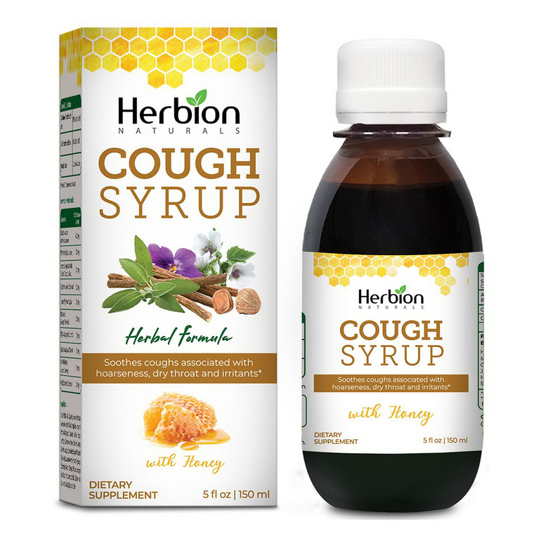 Herbion Naturals Cough Syrup with Honey Alcohol Free for Soothing Cough and Supporting Easy Breathing 5Oz (150ml)