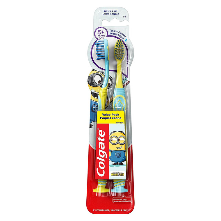 Colgate Minions Toothbrush Extra Soft For Ages 5+ Gentle Oral Care Tool 2Ea