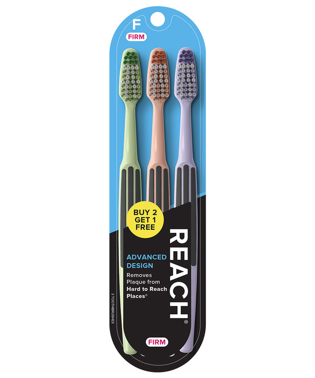 Reach Advanced Design Firm Toothbrushes, Assorted Colors, 2 Ea